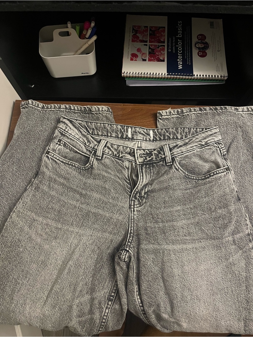 Ardene Low Rise Wide Leg Slouchy Jeans - Gray - Picture 2 of 2